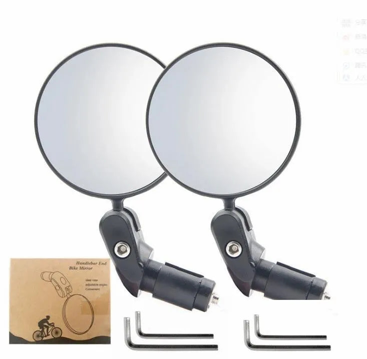 Black foldable convex rearview mirror showing 14cm arm and 7cm diameter reflector.