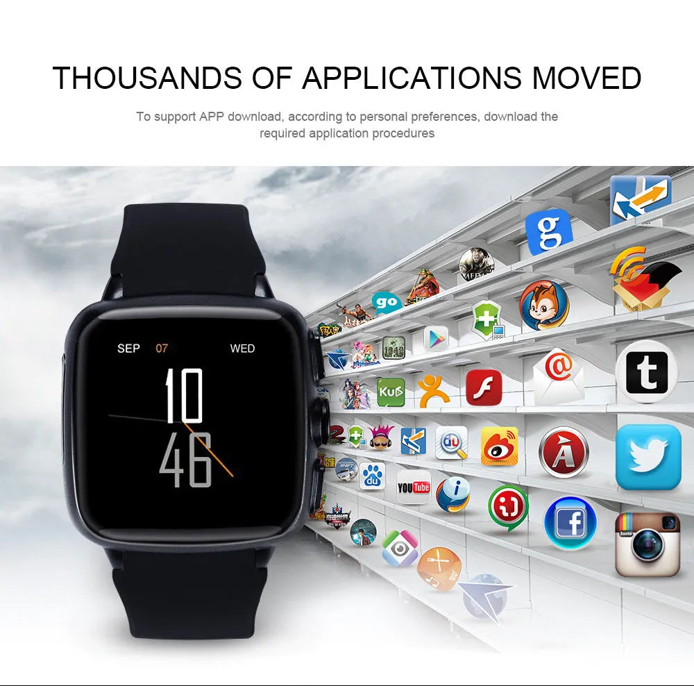 Z01 smart watch with 1.54 inch screen and camera in black or white colour options