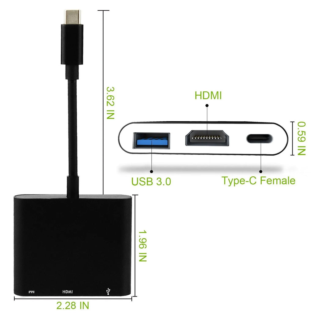 Black USB 3.1 Type-C to HDMI adapter cable for Nintendo Switch and USB-C devices