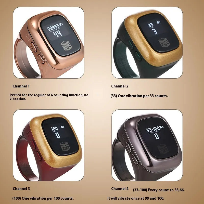 Al-fatiha electronic counter with digital display in rose gold finish showing prayer count