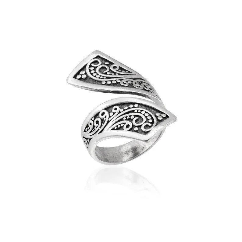 Adjustable silver electroplated alloy ring with minimalist retro geometric design for women