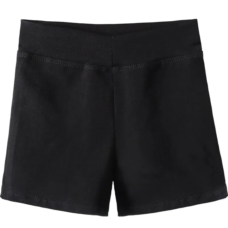 Black women's cotton dance shorts for ballet practice and fitness.