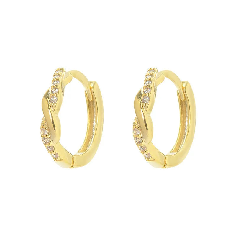 Geometric hemp rope earclip earrings in gold or silver colour with round European style elements