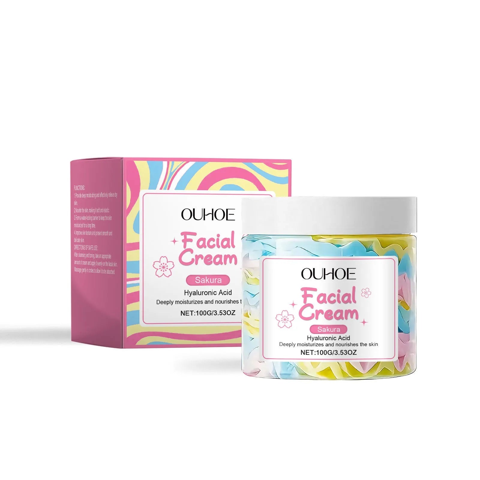 Sakura Butter Cream Nourishing Moisturising Care 100g jar, a cubed face cream measuring 5.7cm.