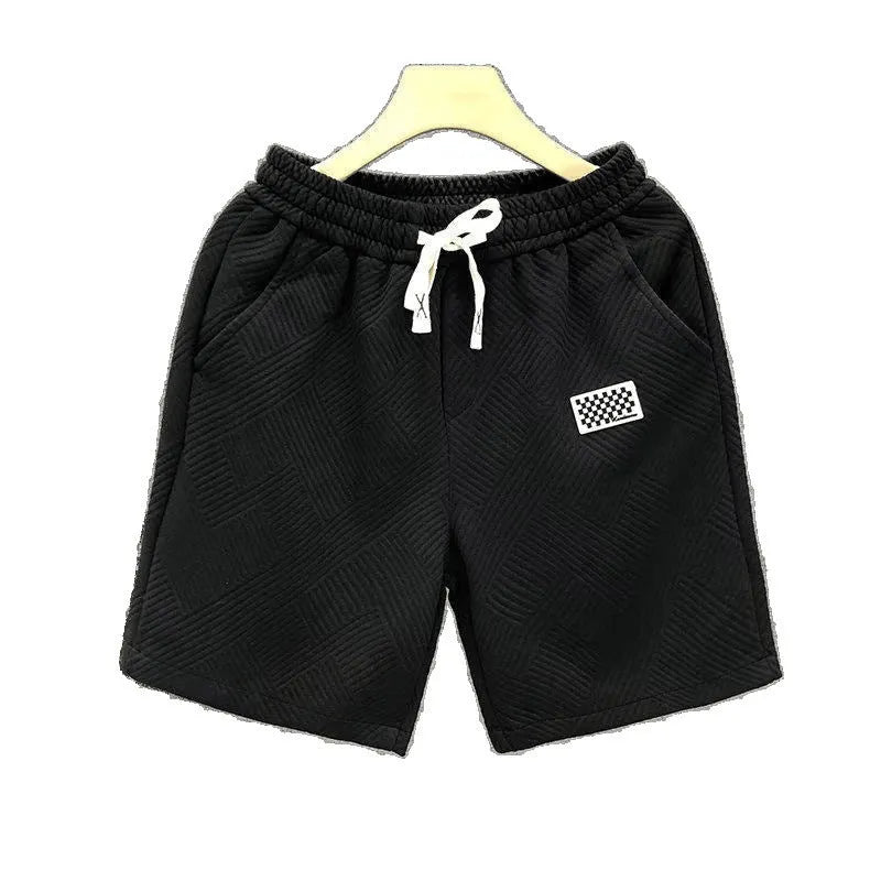 Casual polyester sports shorts with micro-elastic stretch in white, black, or green colours