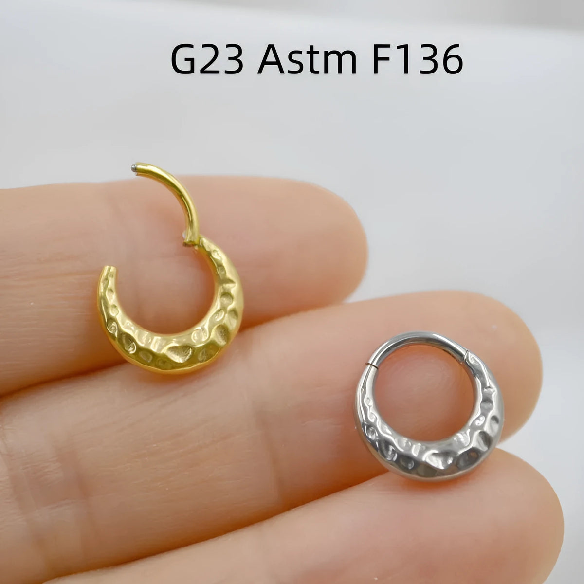 Titanium alloy concave-convex nose ring in gold or silver colour with 1.2mm thickness