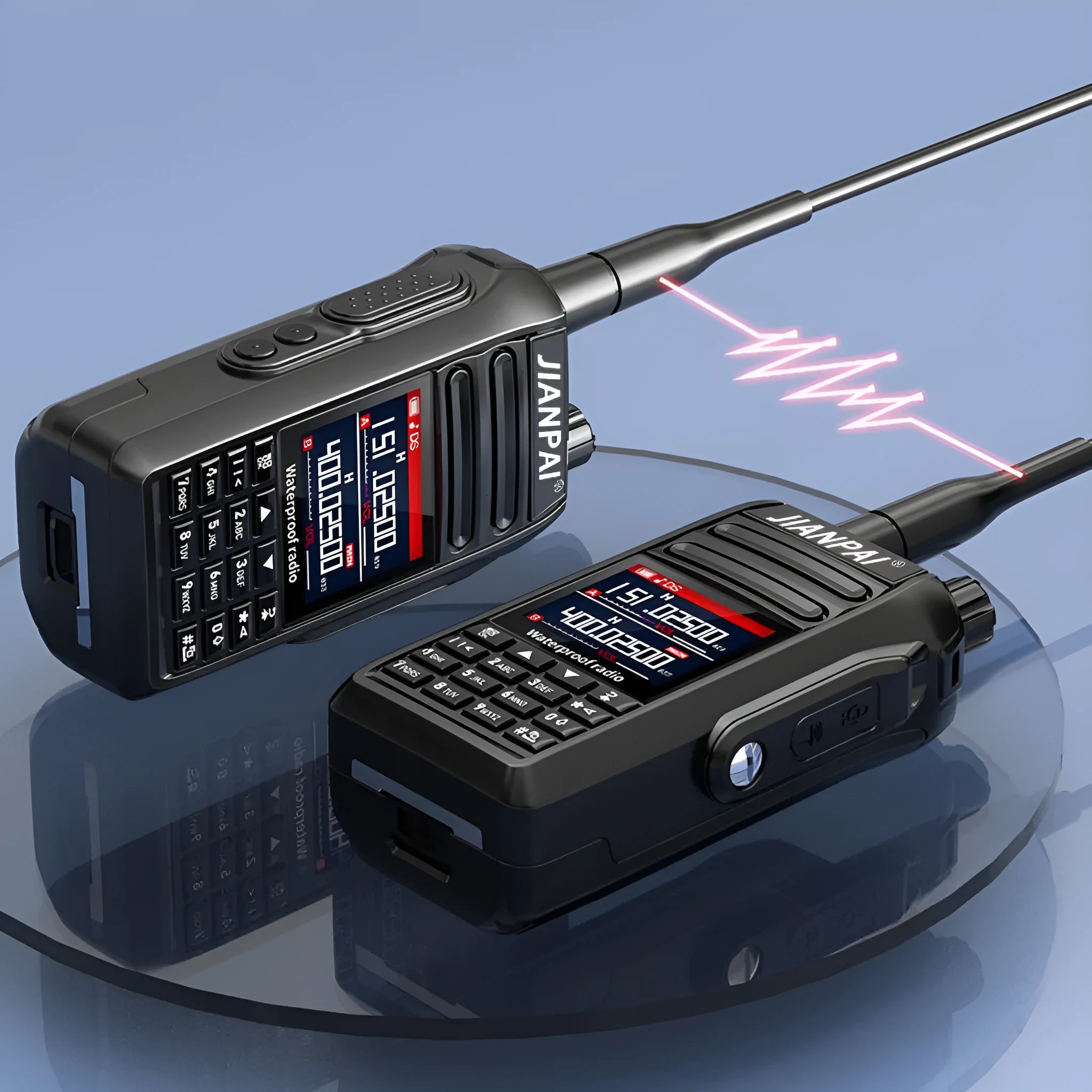 Black aviation interphone communication headset with waterproof and dustproof construction showing full accessory kit
