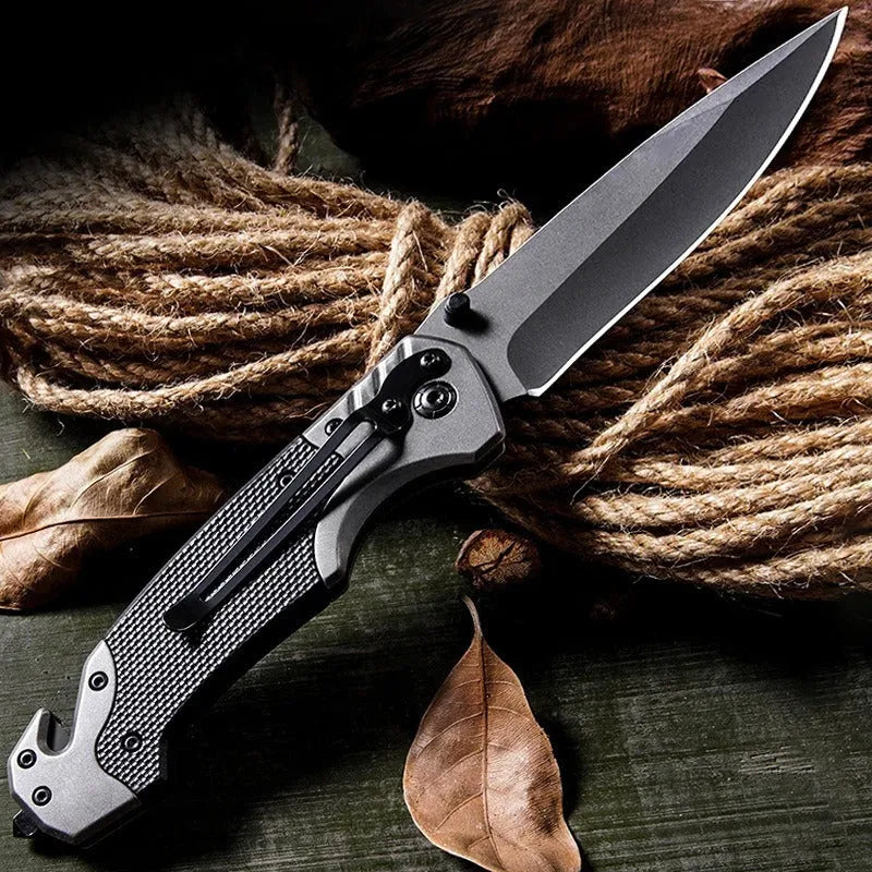 Alloy folding knife with choice of plain or textured handle measuring 225-226mm length
