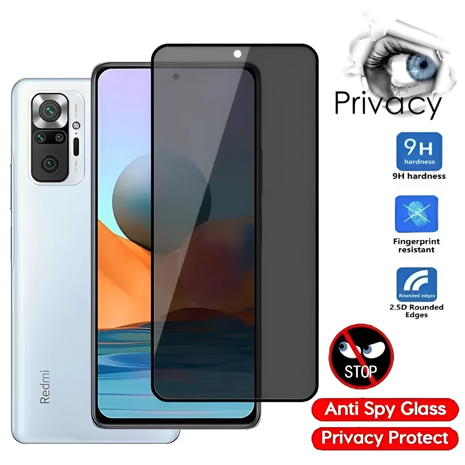 Xiaomi Poco and Redmi Note anti-spy tempered glass screen protector with matte finish
