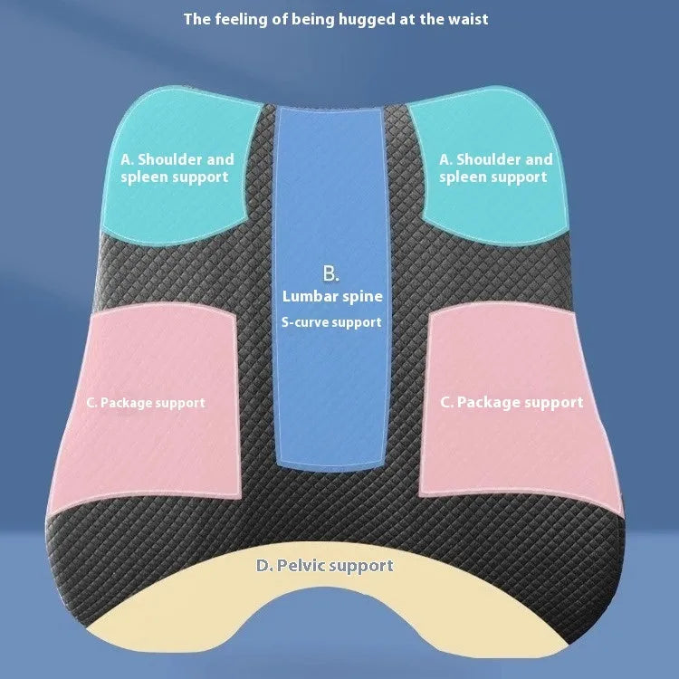 Office chair lumbar support cushion in grey colour showing 40x40x8cm dimensions