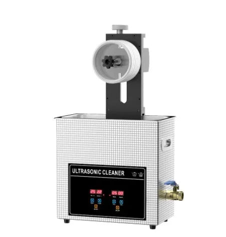 Ultrasonic cleaning machine for vinyl records and PCBs on a workbench