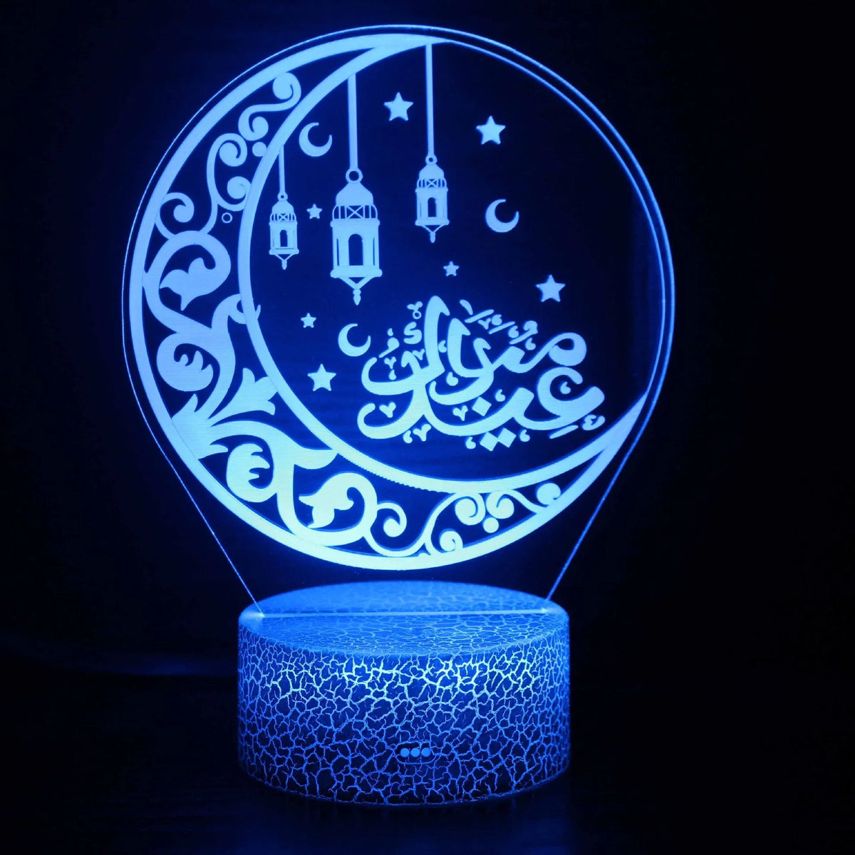 3D small night lamp with USB cable, touch control base, and remote for bedside table