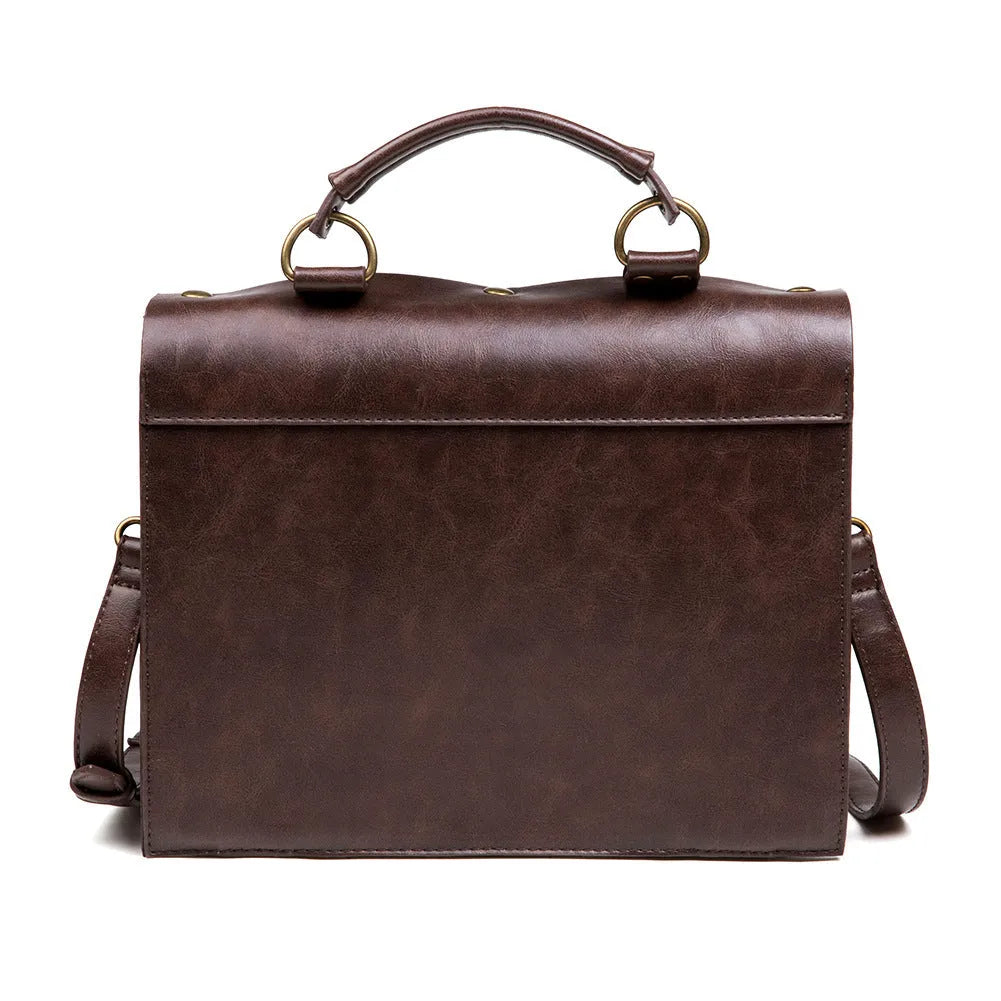 Bronze steampunk industrial retro shoulder bag with metal accents and square pillow shape