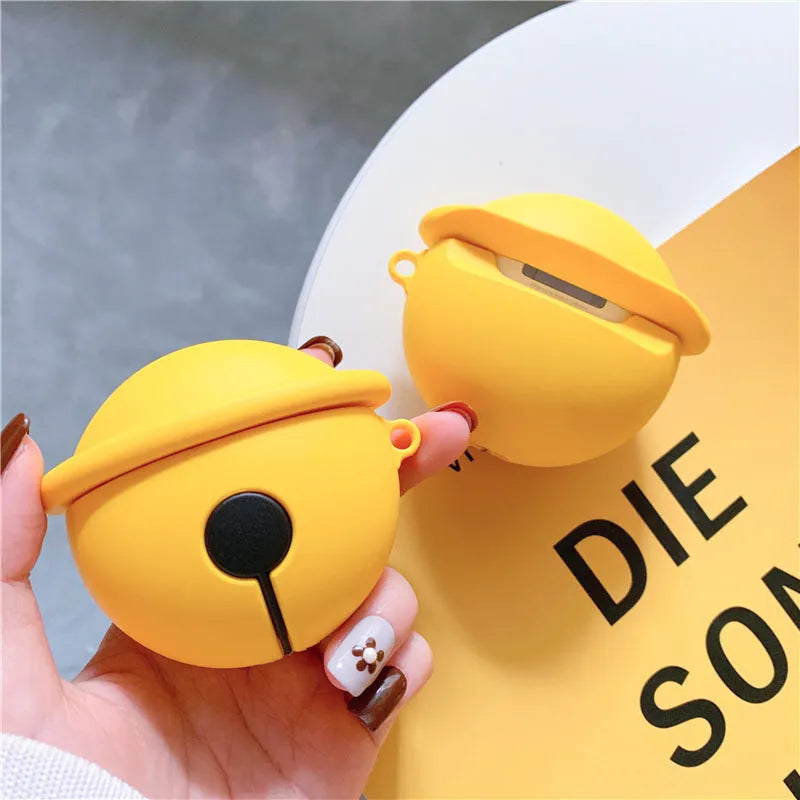 Yellow silicone bell-shaped case for AirPods 1 and 2 generation wireless earphones