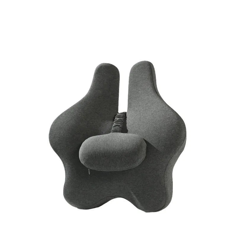 Memory foam car lumbar cushion in black colour showing 50cm width