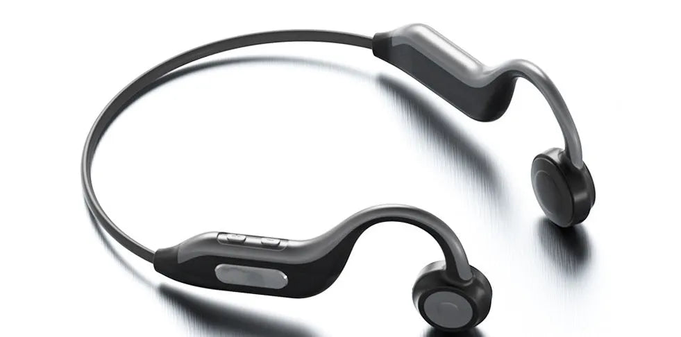 Bone conduction Bluetooth headset in Grey or Pink with Bluetooth 5.0, 140 mAh battery, 8-hour call time, and optional 8G memory