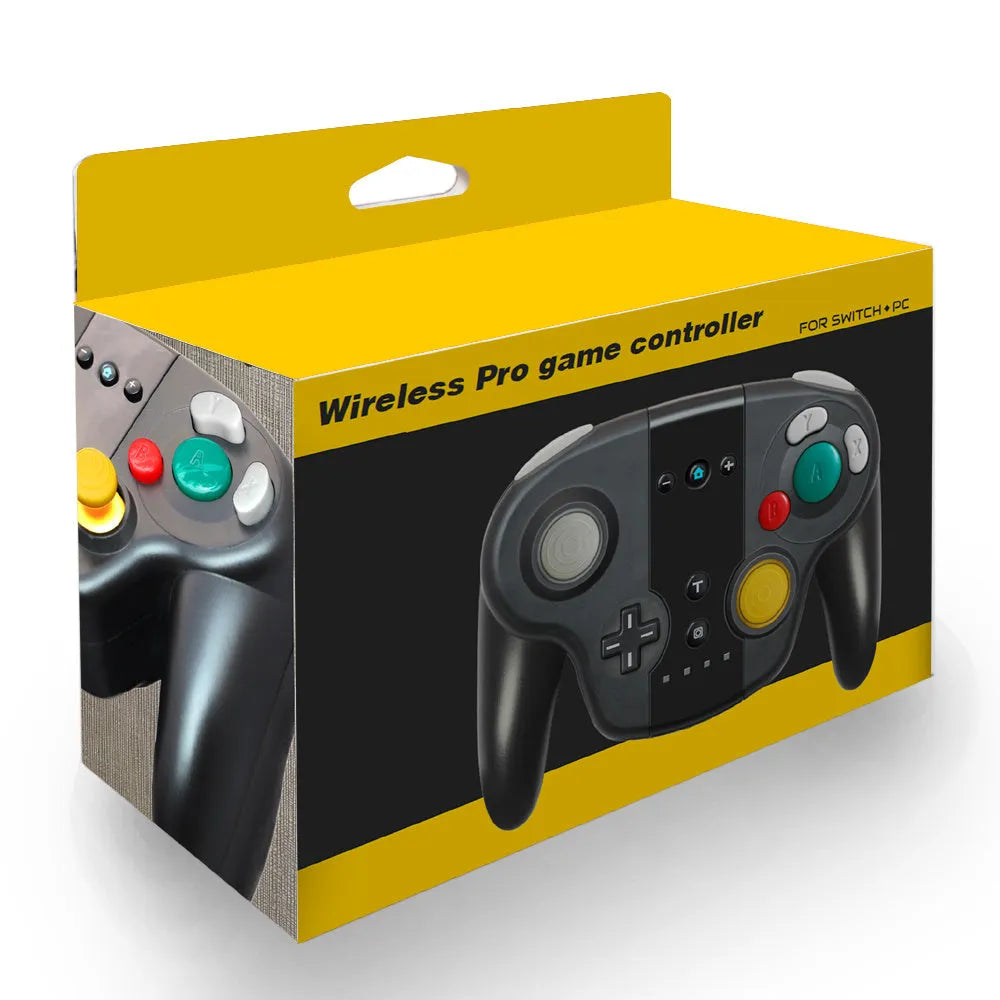 Black wireless gamepad controller for Nintendo Switch and PC with NFC and gyroscope functions