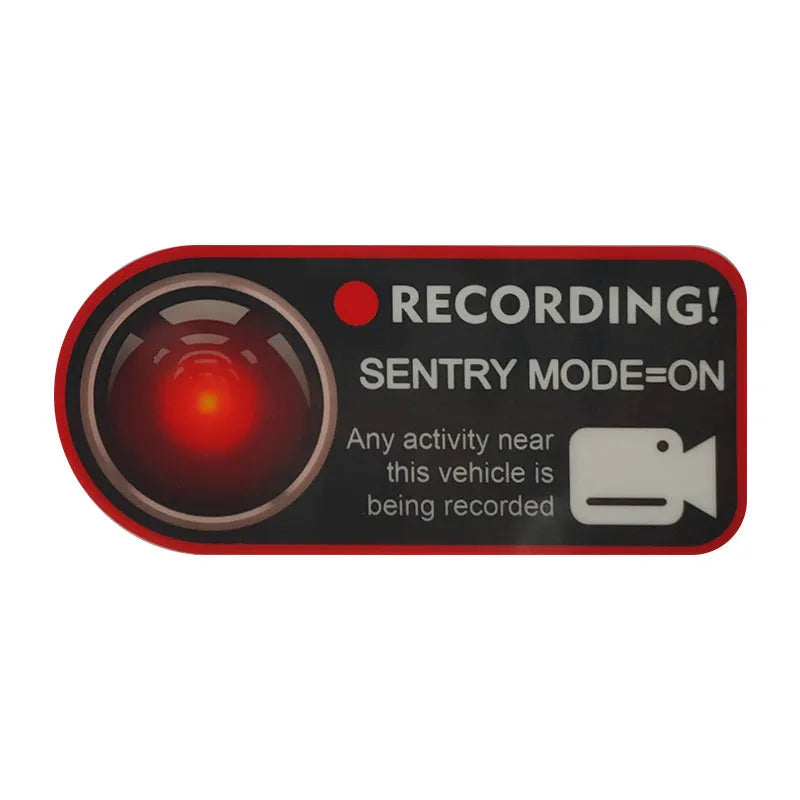 Tesla sentry mode electrostatic warning sticker pair measuring 11x5cm for Model 3 Y S X vehicles
