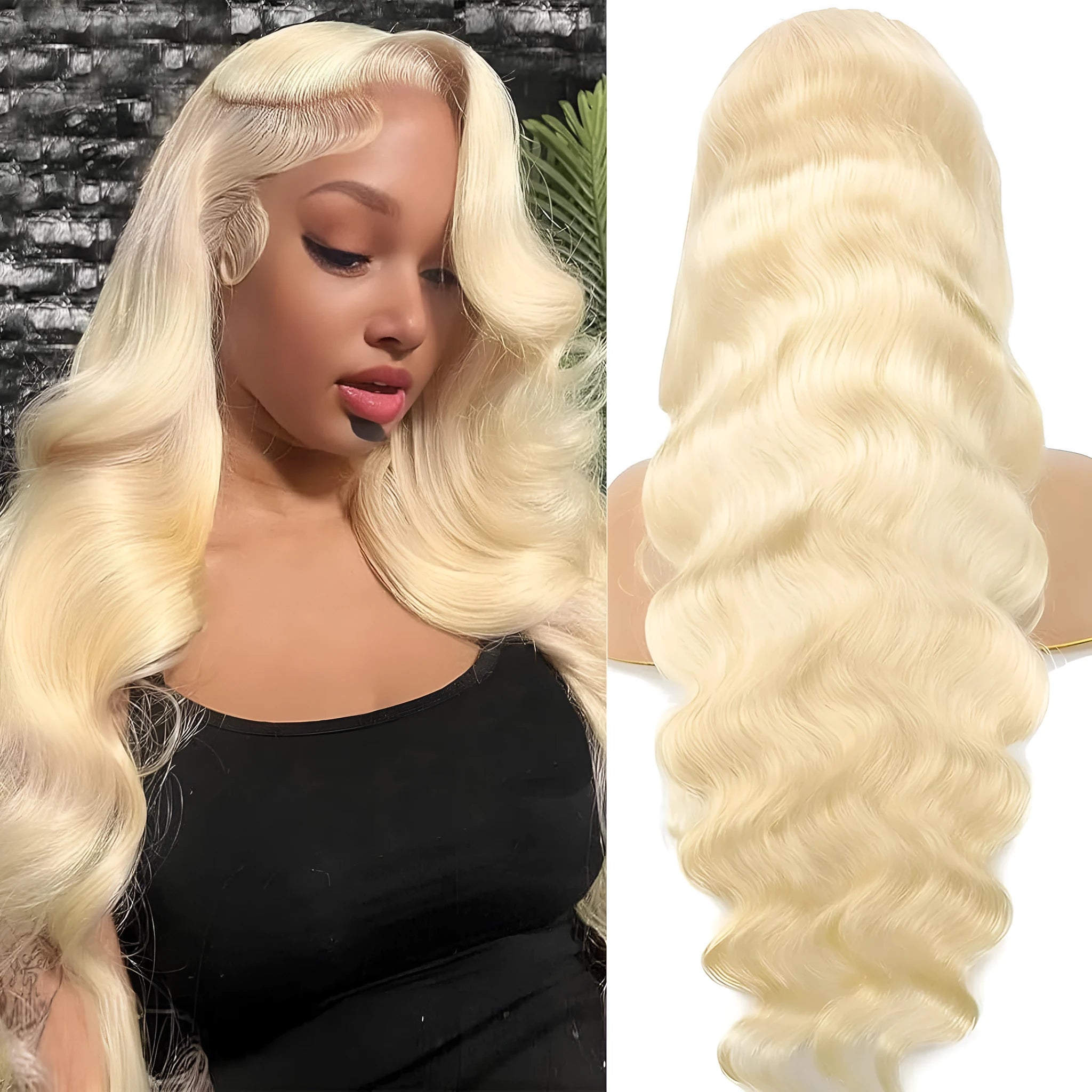 Women's honey blonde synthetic curly wig with front lace construction