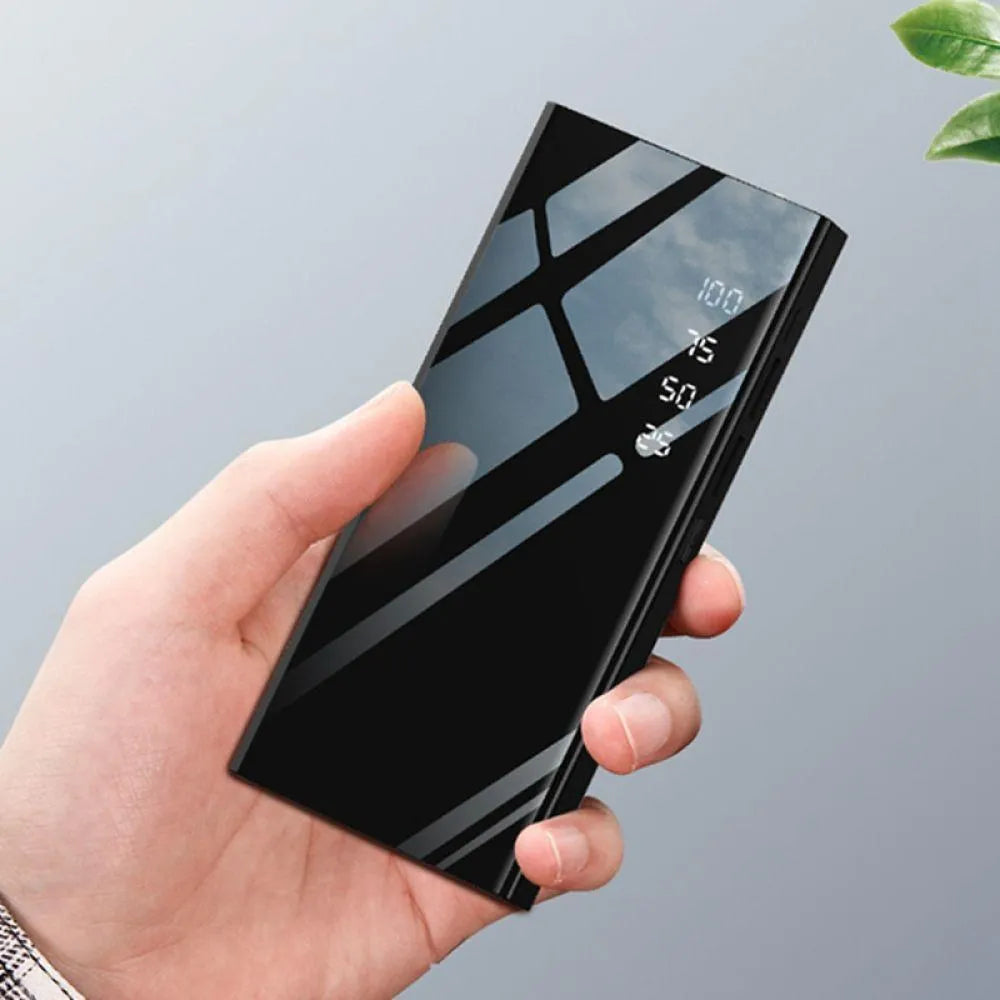 20000mAh portable power bank with LCD display showing battery percentage and two USB ports