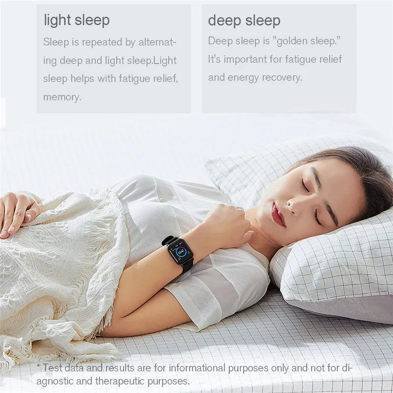 Black waterproof smart fitness bracelet with colour screen on a silicone wrist strap.