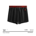 Men's solid colour boxer briefs in black on a mid-waist mannequin, showing knit polyester fabric.