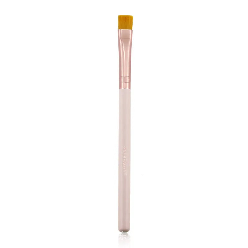 26 pink wooden handle makeup brushes with natural wool bristles in storage bag