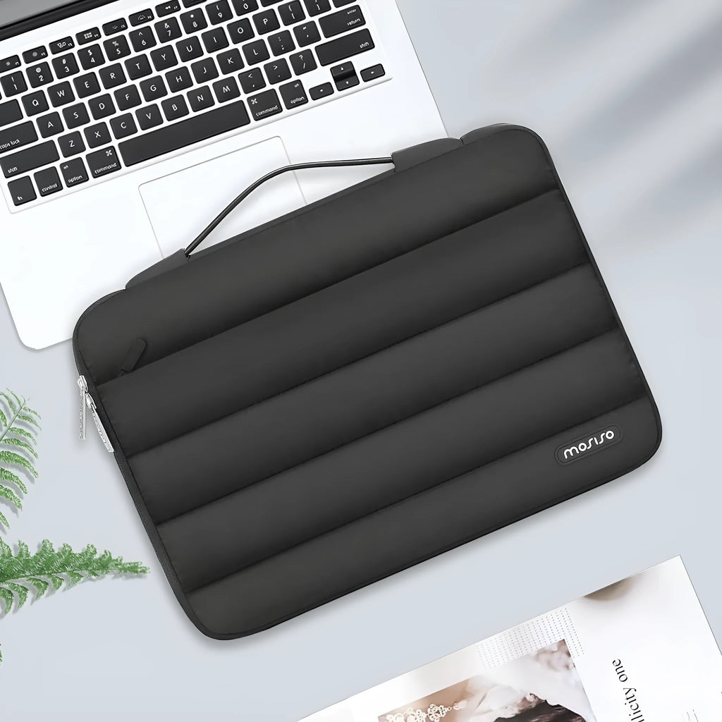 Velvet laptop bag in black, pink, light brown, or sand colour for 13.3 or 15.4 inch devices