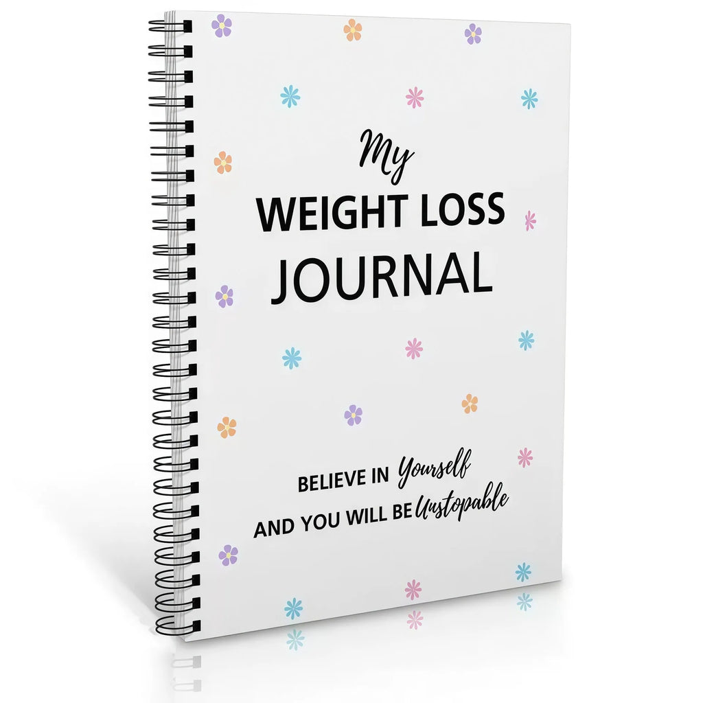 Spiral-bound weight loss diary notebook with paper cover and 84g raw wood pulp pages, 1-50 pages
