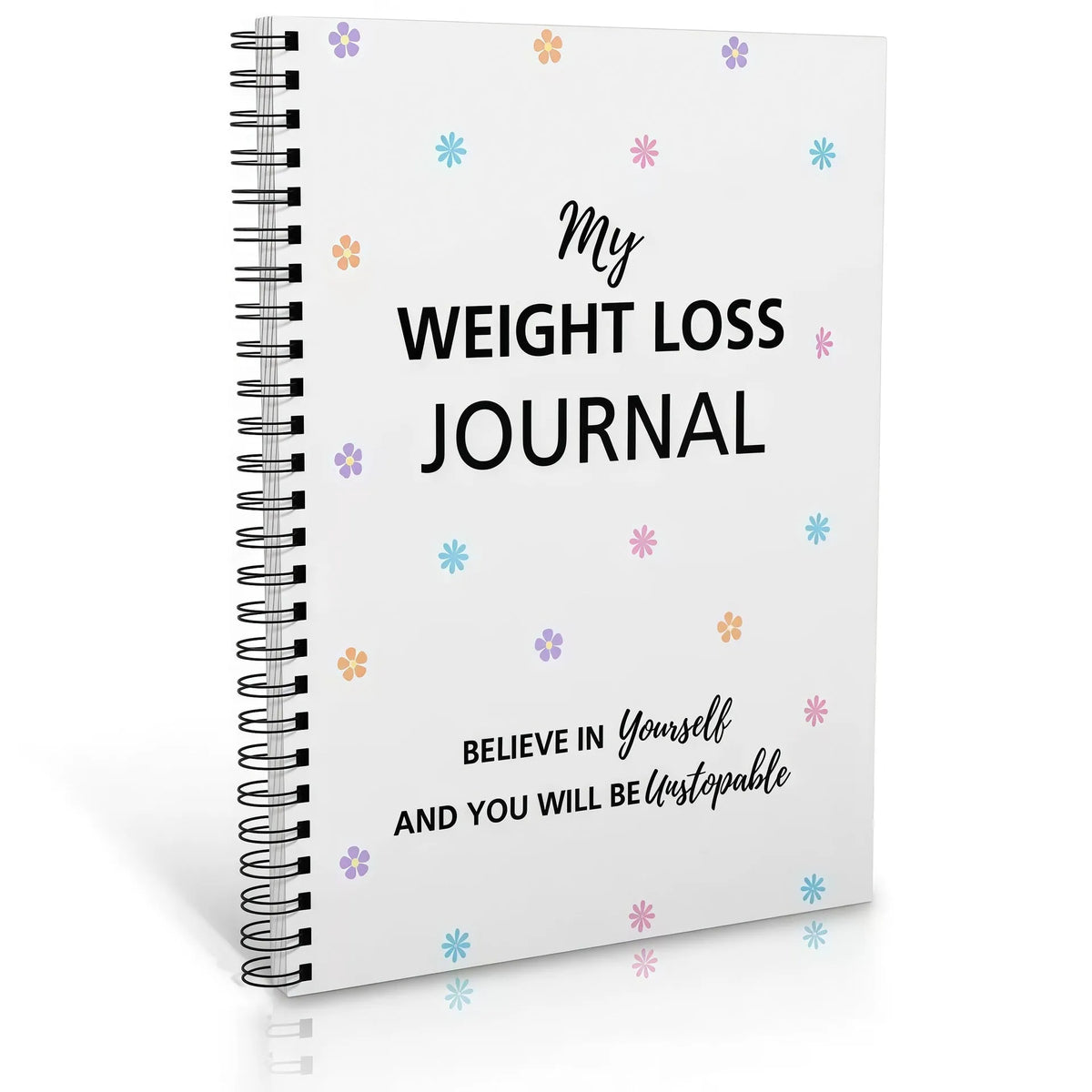 Spiral-bound weight loss diary notebook with paper cover and 84g raw wood pulp pages, 1-50 pages
