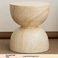 Magnesium oxide sofa side tea table with imitation cave stone finish in hourglass tea table colour for apartment living room or balcony corner