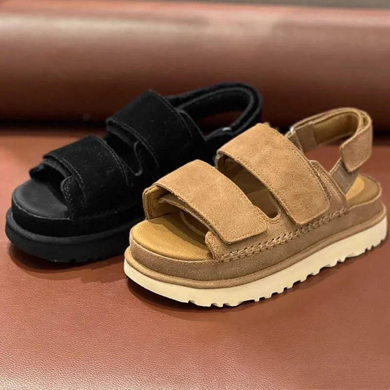 Women's maroon plus size peep toe sandals with a suede upper, platform sole, and Velcro strap.