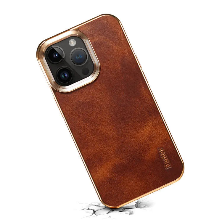 Handmade slim leather protective case for iPhone in vintage oil wax leather