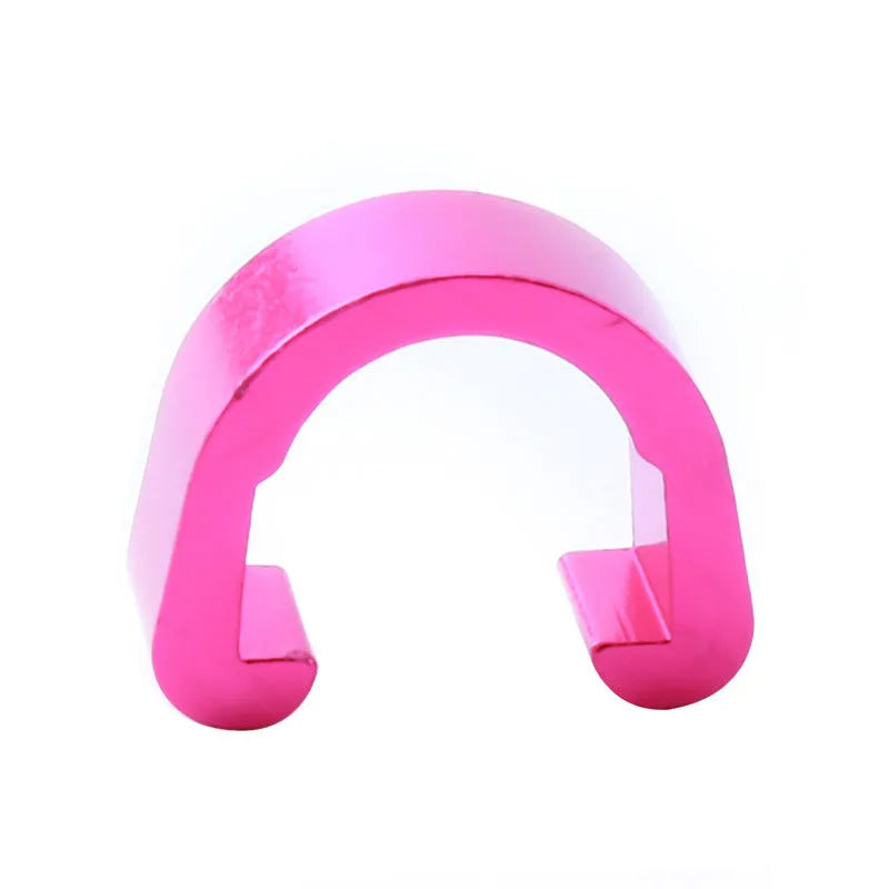 Ten small coloured aluminium C-shaped buckles for paracord and jewellery.