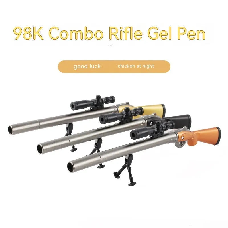 Creative 98K sniper rifle shaped gel pen with 0.5mm tip and blue ink in plastic Marvel series design