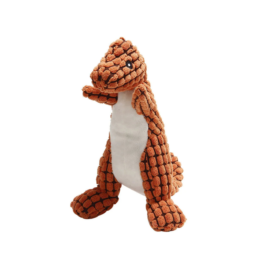 Grey, green, or orange dog chew toy with sound features measuring 35cm long