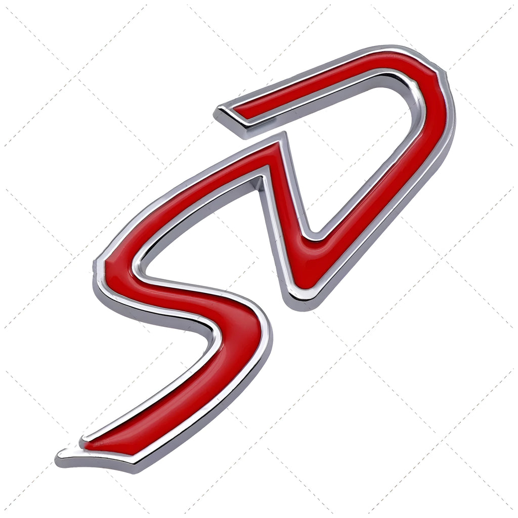 Metal car decorative stickers in SD D S sizes with red black silver colour options