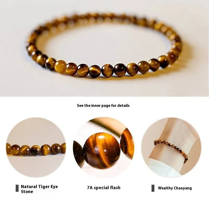 New Chinese style Tigereye bracelet with geometric round beads in 4mm 6mm 8mm sizes