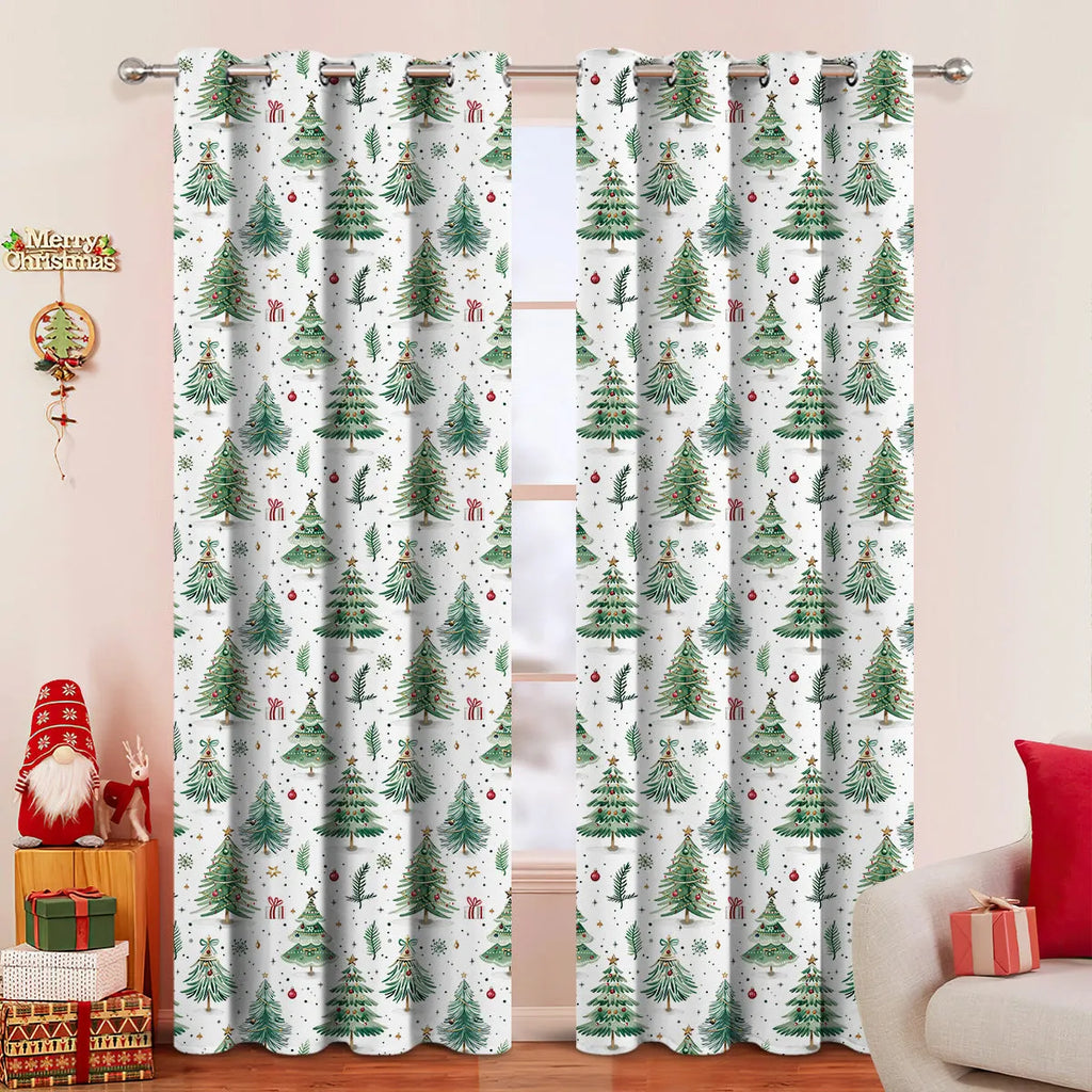 Polyester Christmas Forest punching pattern curtain with sunshade function in modern simplicity style