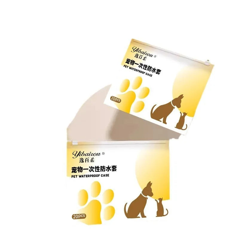 White disposable waterproof shoe covers for dogs in S and M sizes