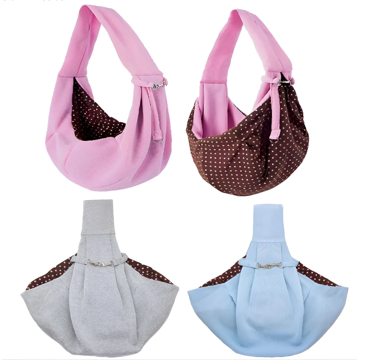 Foldable cotton and hemp pet shoulder bag with printed knitted lining, 70cm x 50cm, in pink, grey, blue or canvas lake blue