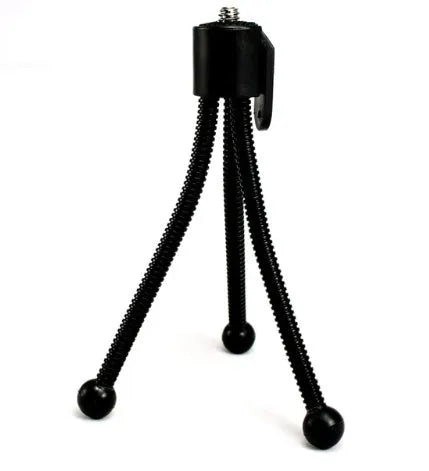Small iron frame desktop tripod with folded legs and universal ball head for mobile phone cameras