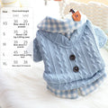 Blue wool plaid dog sweater with fleece lining and matching cotton jacket set