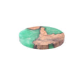 Wooden Kung Fu tea coaster in green solid colour with heat insulation resin