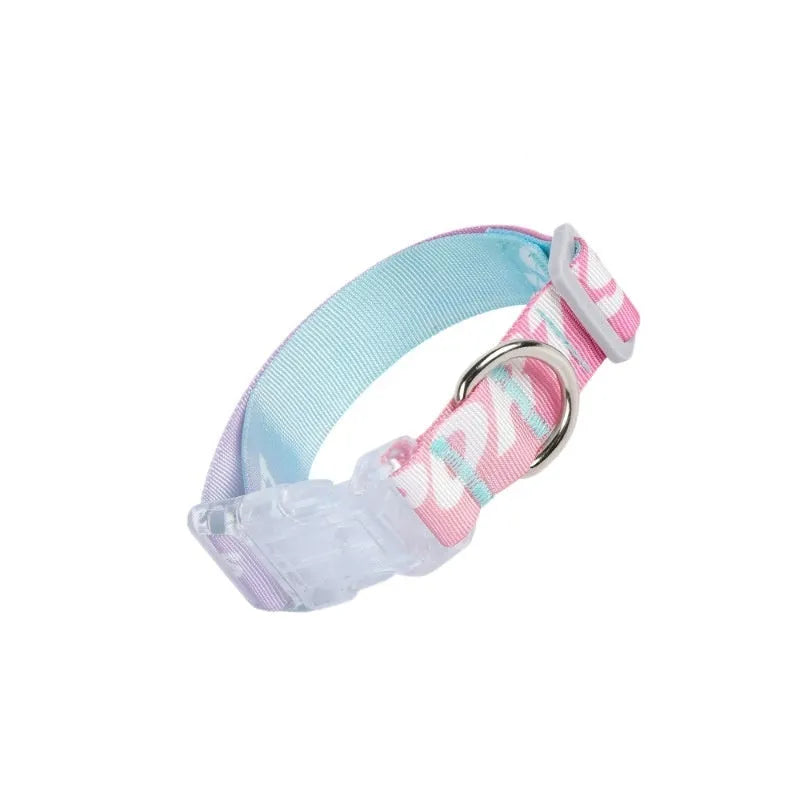Adjustable nylon dog collar with cartoon gradient printing in Panda Green and gradient colour options
