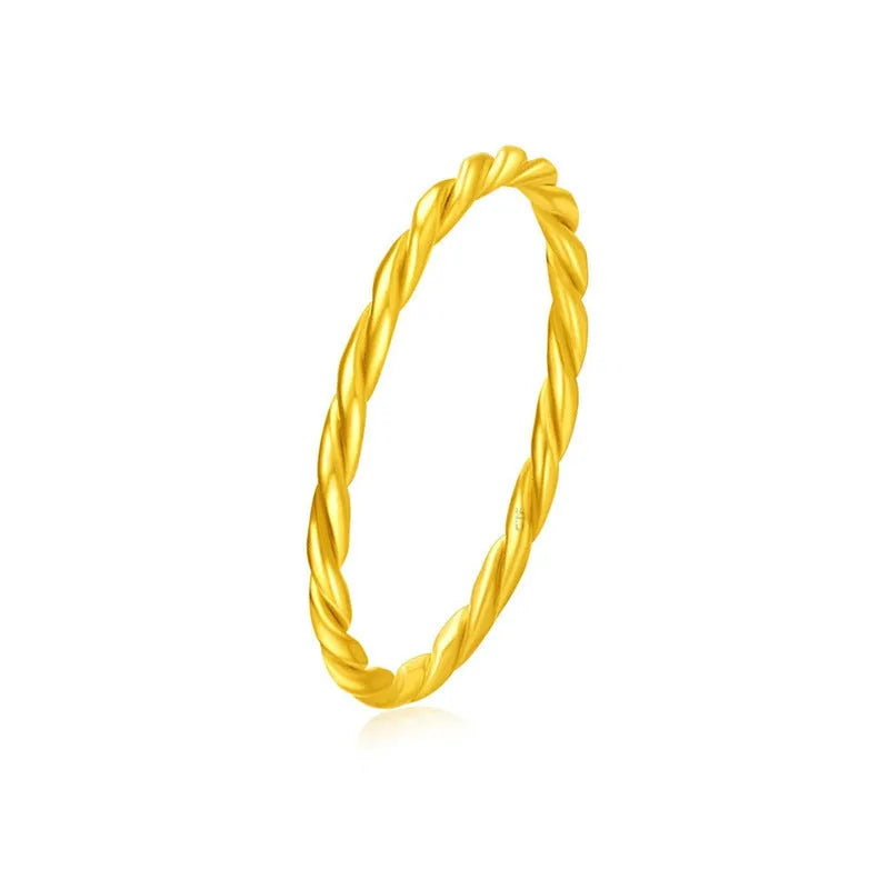 Brass gold plated women's simple bracelet ring in twist, matte and glossy finishes