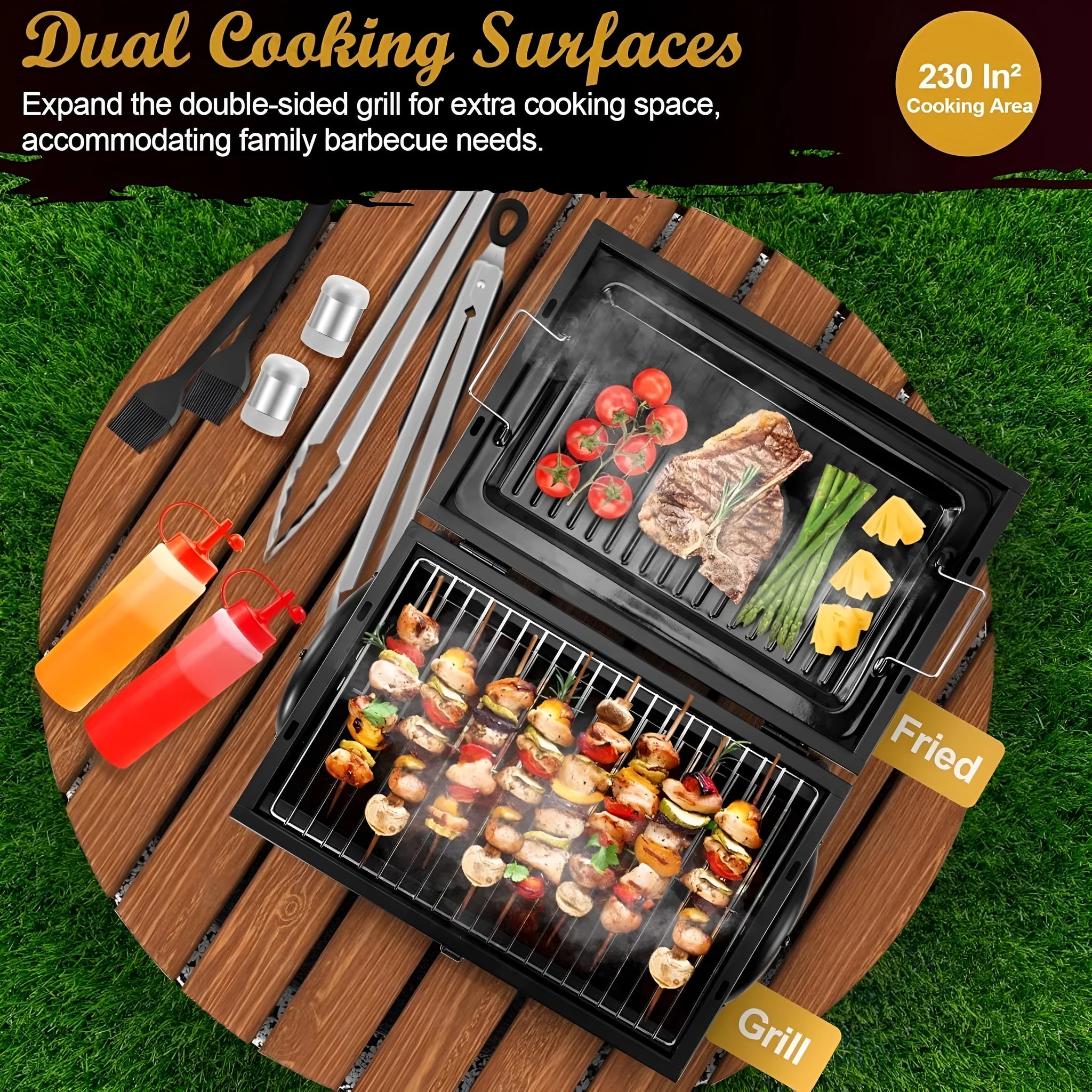 Small folding desktop charcoal barbecue smoking device with grill accessory