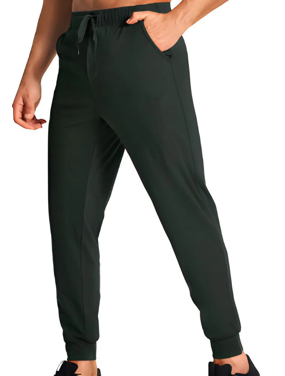 Men's loose casual polyester trousers in solid colour with size range from XS to 4XL