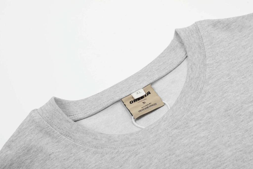 Men's loose fit long sleeve cotton pullover in black or flower grey colour options