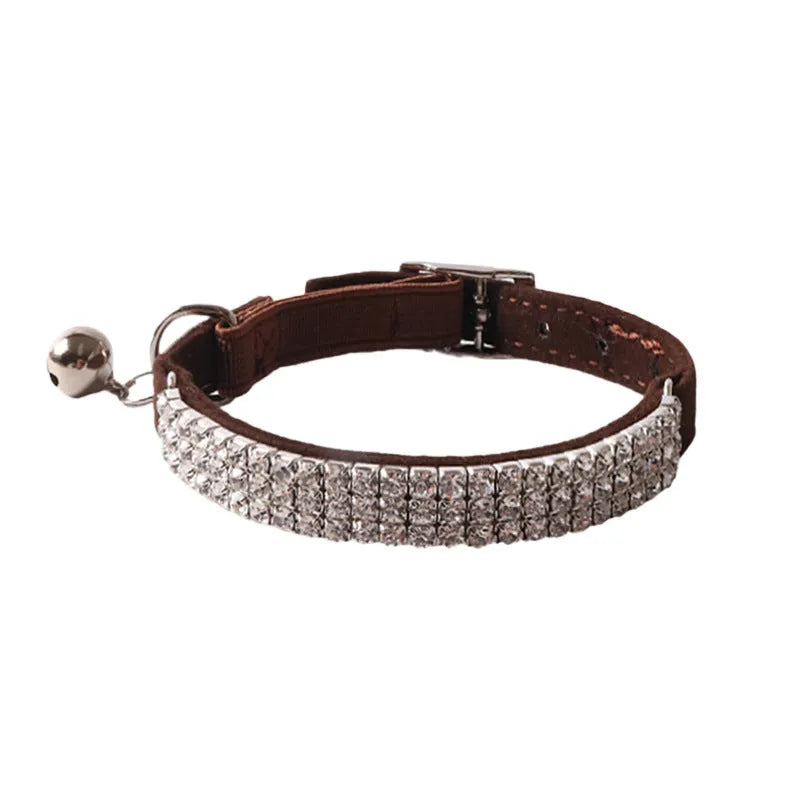 Flocked fabric elastic cat collar with buckle fastener in multiple colour options